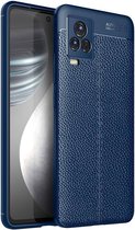 Voor vivo iQOO 7 Litchi Texture TPU schokbestendig hoesje (blauw)