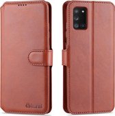 Voor Samsung Galaxy A41 AZNS Kalfsstructuur Horizontale Flip Leren Case, met Houder & Kaartsleuven & Portemonnee & Fotolijst (Bruin)