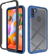 Voor Samsung Galaxy A11 schokbestendige sterrenhemel PC + TPU beschermhoes (blauw)