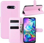 Voor LG G8X ThinQ Litchi Texture Horizontale Flip Leren Case met Portemonnee & Houder & Kaartsleuven (Roze)