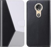 Voor Motorola Moto E5 Play Tricolor Stitching Horizontale Flip TPU + PU lederen tas met houder & kaartsleuven en portemonnee (zwart)