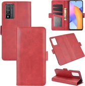 Voor Huawei Honor 10X Lite Dubbelzijdige magnetische gesp Horizontale flip lederen tas met houder & kaartsleuven & portemonnee (rood)