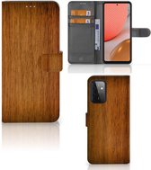 Telefoonhoesje Geschikt voor Samsung Galaxy A72 Wallet Book Case Donker Hout