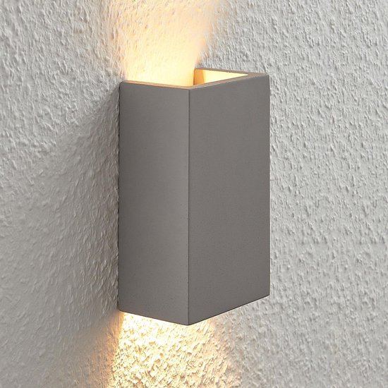 Lindby - wandlamp - 1licht - beton - H: 18 cm - G9 - grijs