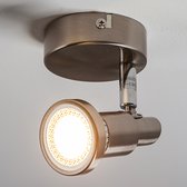 Lindby - LED plafondlamp - 1licht - metaal - H: 11 cm - GU10 - mat nikkel - Inclusief lichtbron