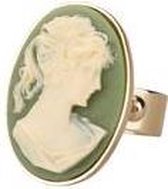 Camps & Camps Kamee Ring Goud 6L430OG Groen