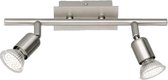 LED Plafondspot - Iona Nimo - GU10 Fitting - 6W - Warm Wit 3000K - 2-lichts - Rechthoek - Mat Nikkel - Aluminium