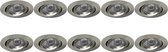 Spot Armatuur 10 Pack - Prima Aerony Pro - GU10 Fitting - Inbouw Rond - Mat Nikkel - Aluminium - Kantelbaar - Ø82mm