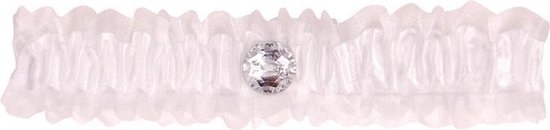 Jarretière blanche avec bouton strass