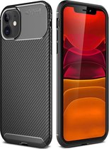 MM&A Carbon Fiber TPU Back Cover Case Hoesje voor Apple iPhone 12 Pro Max  – Zwart – Zachte Plastic - Siliconen – Geborsteld – Soft Case - Flexibel