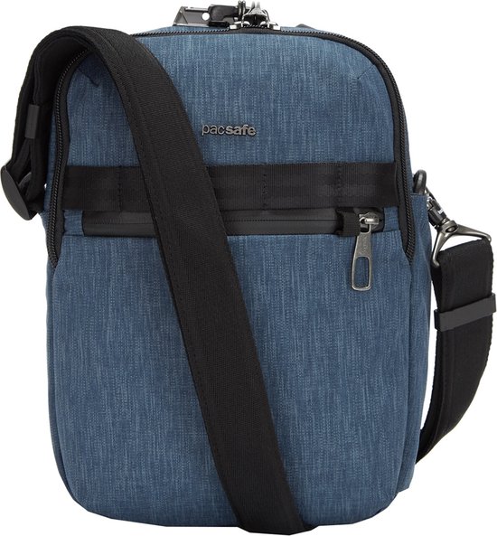 Foto: Pacsafe metrosafe vertical crossbody 6 l verstelbaar schoudertas rfid beveiligd anti diefstal 28 5 x 20 x 9 cm zijvakje blauw