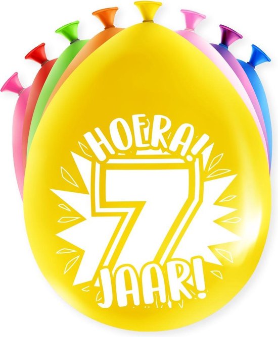 Paperdreams - Ballonnen Happy Party 7 jaar (8 stuks)