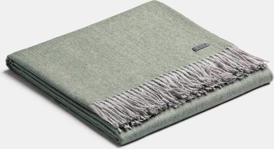 ALPAKA, Plaid en laine d'alpaga Exclusive Fishbone - Vert lichen / Argent - 130x200