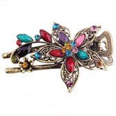 Vintage Womens Bloem Crystal Haarspeldjes set van 2