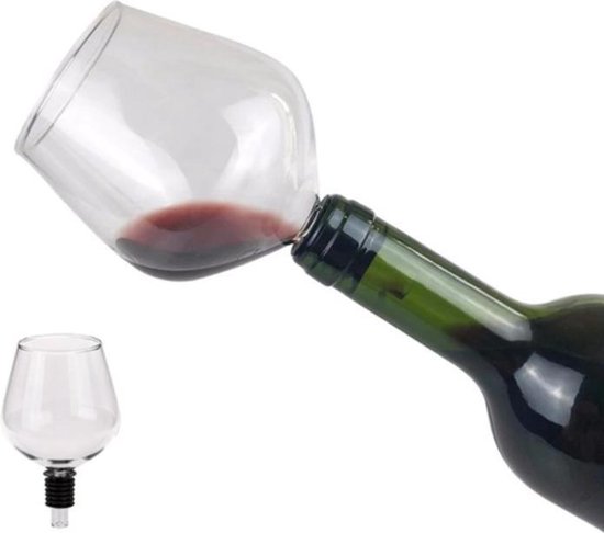 Afbreken Roestig Koloniaal Wijnglas fles - Wine bottle glass - Wijnglas flessenstop - Grappig cadeau |  bol.com