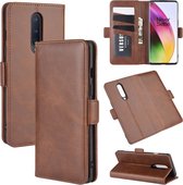 Voor OnePlus 8 Dual-side magnetische gesp horizontale flip lederen tas met houder & kaartsleuven & portemonnee (bruin)