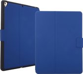 Voor iPad 9.7 (2018) / (2017) Elektrisch geperste textuur Horizontale flip lederen tas met houder en penhouder (marineblauw)