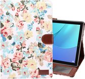 Let op type!! dibase voor Huawei MediaPad M5 10 8 inch bloem patroon doek oppervlak PU lederen draagtas met houder & Card Slots & Wallet(Black)