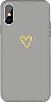 Voor iphone xs / x gouden liefde-hart patroon kleurrijke frosted tpu telefoon beschermhoes (grijs)