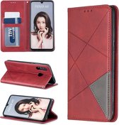 Ruit textuur horizontale flip magnetische lederen tas met houder en kaartsleuven voor huawei p30 lite / nova 4e (rood)