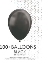 Kleine 5 inch ballonnen zwart 100 stuks.