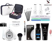 SMACKV® Deluxe Poly Gel Kit - Gellak starter pakket incl. UV/LED Lamp 150W - Cosmetic bag - Poly Gel Acryl nagels Nude - Nageltip - Nagelvijl - Slip Solution - Base & Top Coat 15ml