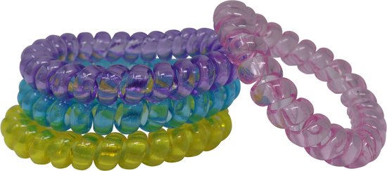 Jessidress Haarelastiekjes Spiraal Telefoonkabel Stevig Spiralen Elastieken Transparante Kleuren - Geel