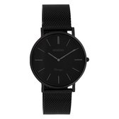 OOZOO Vintage series - Zwarte horloge met zwarte metalen mesh armband - C9934 - Ø36
