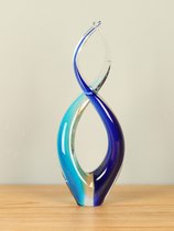 Glascreatie kobalt/aqua, 39 cm, Glaskunst, Glasobject, Glassculptuur