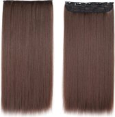 Clip in hairextensions 1 baan straight bruin / rood - M4/33