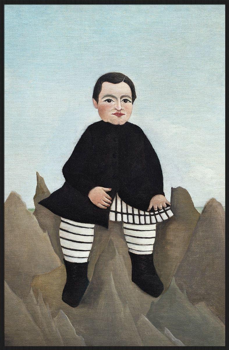 Schilderij - jongen op rotsen - Henri Rousseau - Collectie ART Facsimile - Forex met zwarte lijst - 98x148cm