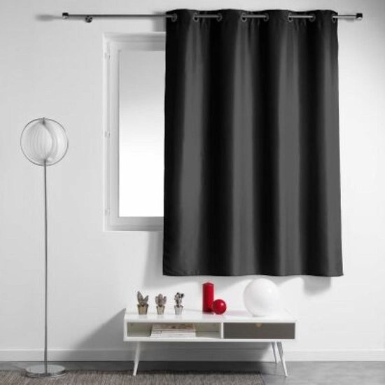 Douceur d'intérieur gordijn , 140 x 180 cm. , polyester , ringen. zwart |  bol.com