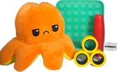 Fidget Toys Pakket 4 Stuks - Nieuwste TikTok Trend - Pop It Glow In The Dark - Magic Rings - Fidget Stick - Mood Octopus - Mood Knuffel - Boos/Blij Knuffel - Pakket Onder 20 Euro - Fidget Toy