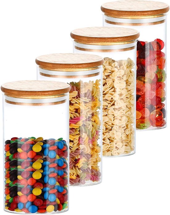 Schramm® Voorraadpotten set van 5 met bamboe deksel in 5 verschillende maten luchtdichte voorraadpotten Voorraadpot