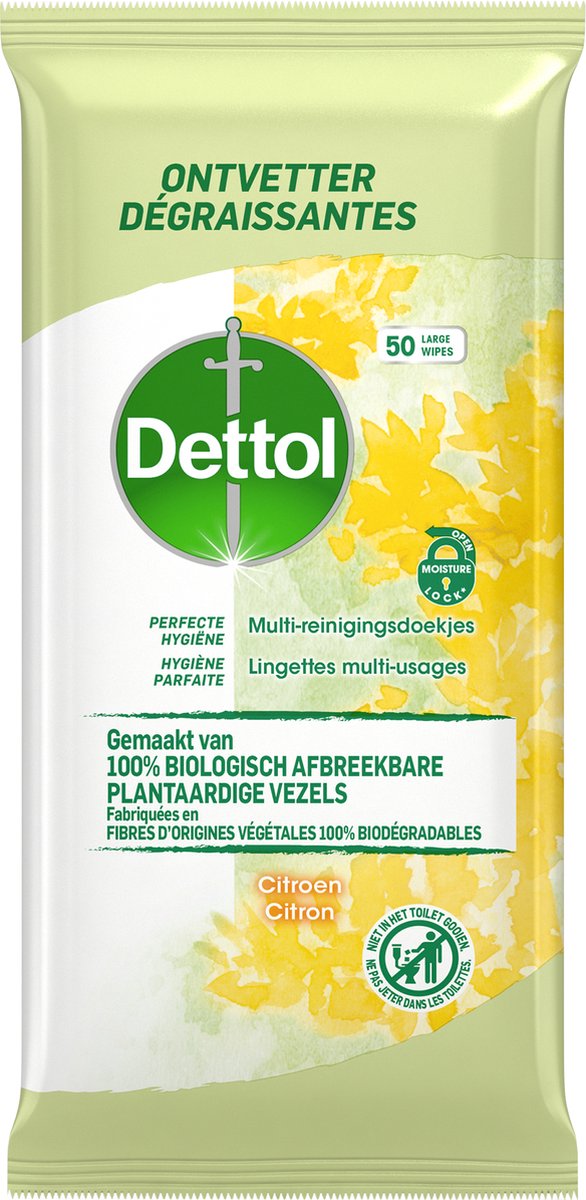 Bol.com Dettol Schoonmaakdoekjes Bio afbreekbaar Citrus - 50 stuks aanbieding