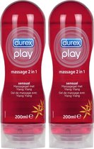 Durex Massage Olie en Glijmiddel 2-in-1 - Sensual met Ylang Ylang - 200ml x2