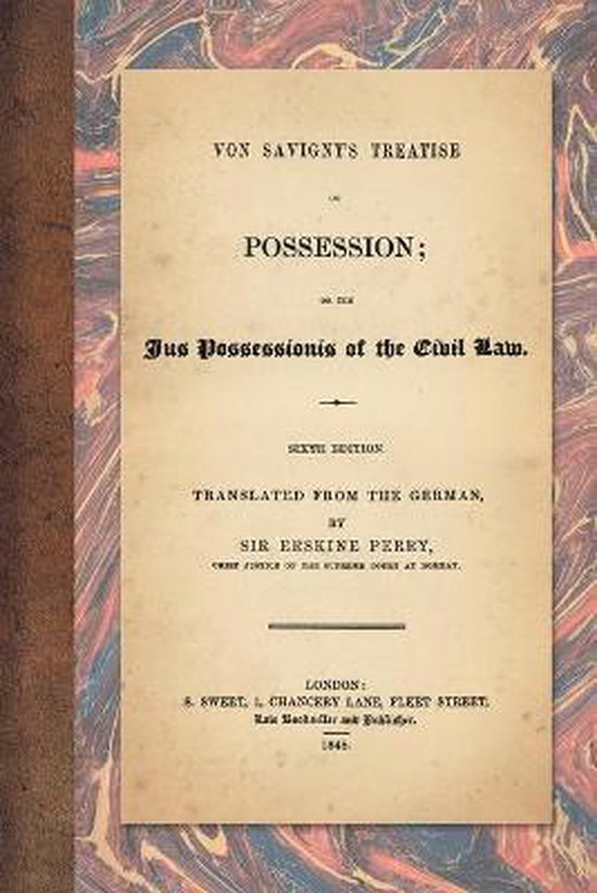 Von Savigny's Treatise on Possession - cover