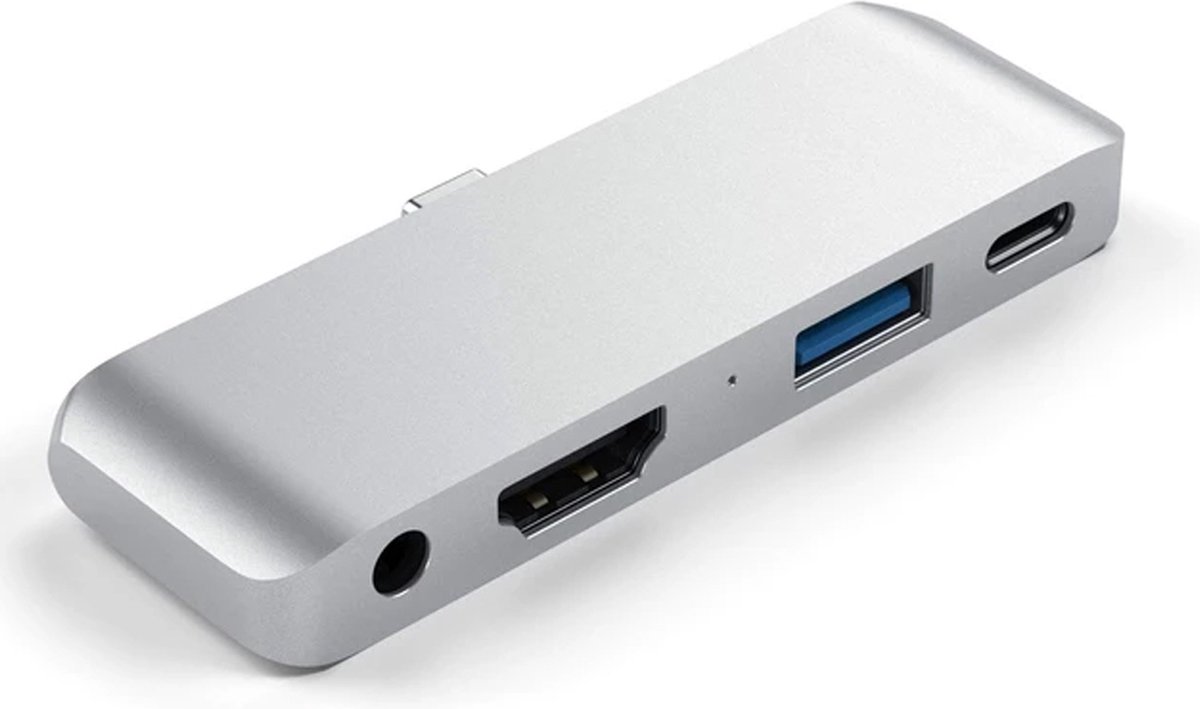 MMOBIEL 4 in 1 USB Type C Hub - Dual Type C Adapter met Thunderbolt 3 - Aluminium Grijs