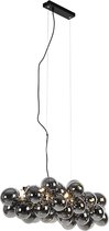 QAZQA uvas - Design Hanglamp eettafel - 8 lichts - L 800 mm - Zwart - Woonkamer | Slaapkamer
