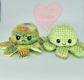 4 + 4 Gratis Groen kleur knuffels Mood octopus, knuffel in Rainbow glinsterde kleur dubbelzijdig Flip Pop octopus dat je gevoelens kan tonen of je blij of boos ben en gratis stuitenbal.