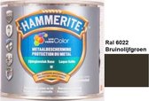 Hammerite Metaallak Lak- 2 in 1 ( primer en eindlaag) - metaal - RAL 6022 - Bruin olijf - 1 l zijdeglans