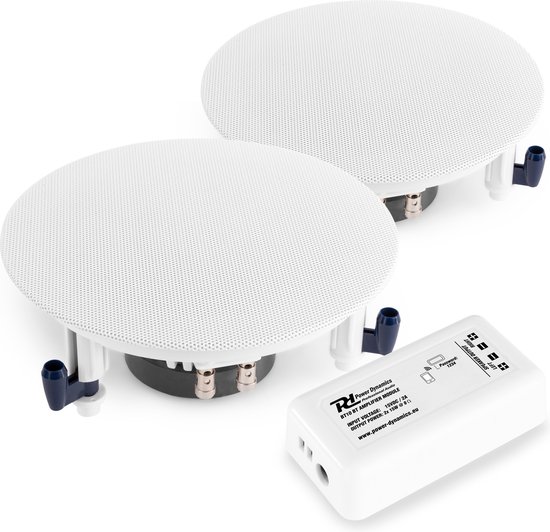 Inbouw speaker - 2x plafond speaker Power Dynamics ESCS6 + Bluetooth versterker Power Dynamics BT10 - Complete set voor kantoor, hal, wachtkamer, etc.
