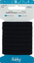 Habby elastiek 10mm | Plat gevlochten | Zwart | 5 meter | Hobby - Knutselen - Naai elastiek