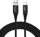 1,8 m Nylon gevlochten kabel USB naar Type-C Data Sync-oplaadkabel met 110 koperen draden, ondersteuning voor snelladen, voor Galaxy, Huawei, Xiaomi, LG, HTC en andere slimme telefoons (zwart)