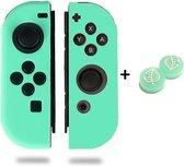 Siliconen Joy-Con Controller Hoesjes + Gaming Thumbsticks (1 Set = 2 Thumbgrips) | Beschermhoes Skin | Geschikt voor Nintendo Switch & Lite | Softcover Case | Thumb grips | Grip | Cobalt Groe