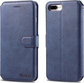 Voor iphone 7 plus / 8 plus azns kalf textuur magnetische horizontale flip pu lederen tas met houder en kaartsleuven en fotolijst (blauw)