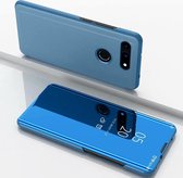 Galvaniseren spiegel horizontale flip lederen case voor Huawei View 20, met houder (hemelsblauw)