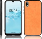 Voor Huawei Y5 2019 / Honor 8X schokbestendig naaien koe patroon huid PC + PU + TPU Case (oranje)