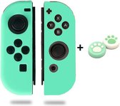 Siliconen Joy-Con Controller Hoesjes + Gaming Thumbsticks (1 Set = 2 Thumbgrips) | Beschermhoes Skin | Geschikt voor Nintendo Switch & Lite | Softcover Case | Thumb grips | Grip | Cobalt Groe