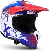 Soxon SKC-34 Wit Blauw Rood, kinderhelm, helm kind, motorhelm, scooterhelm, XXS, 49-50cm hoofdomtrek, 2 3 5 + jaar, ECE